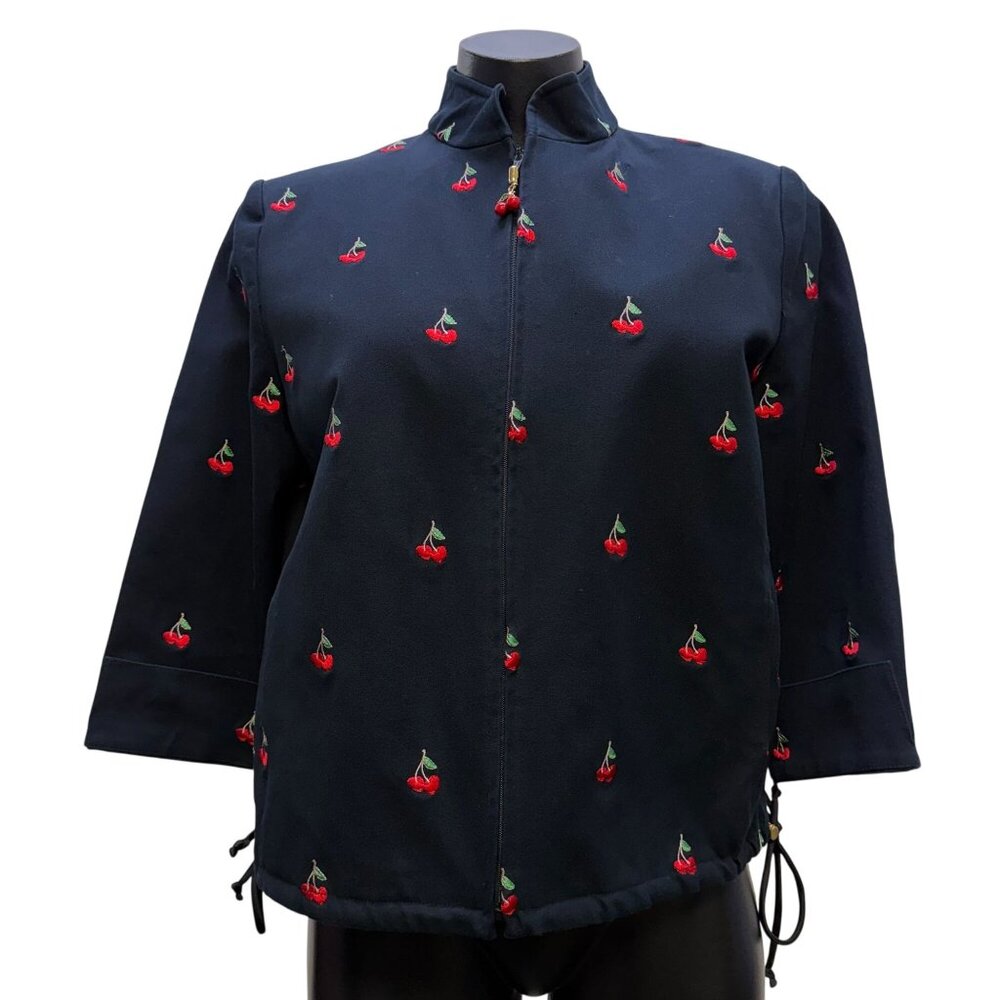 St John Sport Cherry Black Jacket & Pants Set 2p size S/2
